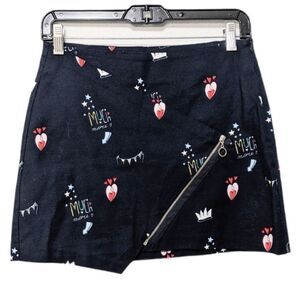 ZARA Graphic Hearts Crown Stars Zipper Skirt S